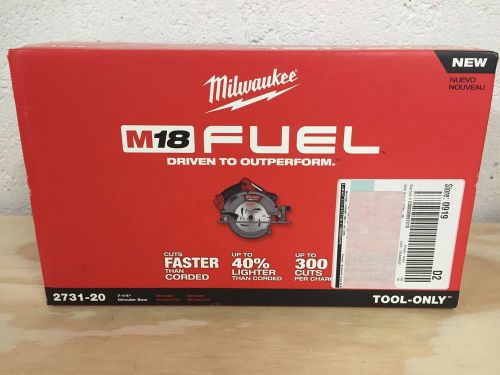 New Milwaukee 2731-20 18V Li-Ion FUEL Brushless 7-1/4&#034; Circular Saw lot#10916