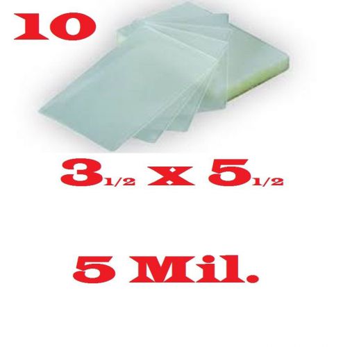 (10) 3-1/2 x 5-1/2 Laminating Laminator, Pouches Sheets  Index Card 5 mil