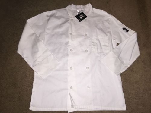 NWT Medium Chef Revival Apparel White Long Sleeve Chef Jacket Coat Button NEW