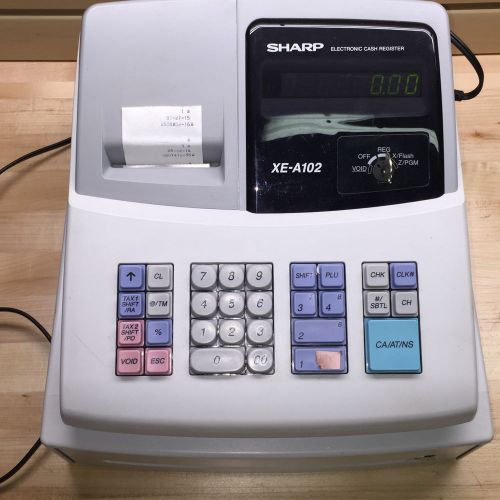 SHARP CASH REGISTER Model No. XE-A102 w/ KEYS,  GUIDE,  ROLLS &amp; CASH BOX