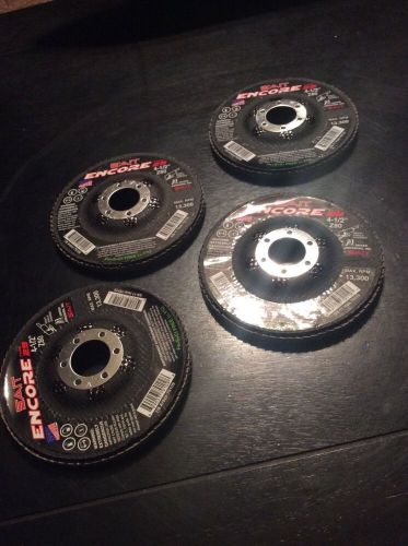 United Abrasives Sait Encore Type 29, 4 1/2&#034; Flat Disc, 7/8&#034; Arbor Lot Of 4