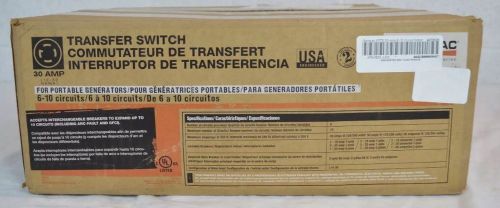 Generac 6376 30-amp 6-10 circuit indoor manual transfer switch for maximum 75... for sale