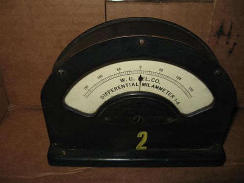 Western Union Tel CO Weston Differential MilAmmeter 1-A 264 Industrial Steampunk