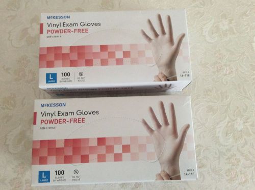 *200 GLOVES~McKesson VINYL EXAM GLOVES~Powder-Free~Non-Sterile~14-118~LARGE