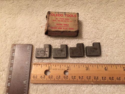 Vintage Toledo Machinist Tools 3/4&#034; Pipe Dies Nos. 00-30-31-11-12 Set #1