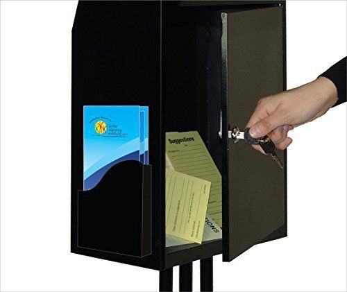 Displays2go Floor-Standing Ballot Box with 4.5-Inch Brochure Pockets - Black