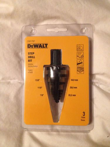 DeWalt DW1787 Step Drill Bit, 3 Hole Sizes, 7/8&#034;, 1-1/8&#034;, 1-3/8&#034; Drill Bit