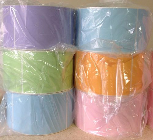 Thermal labels in assorted colors, size 4&#034;x6 4 rolls of 1000/roll(4000 labels) for sale