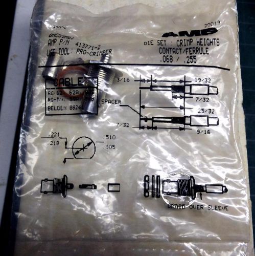 Amp 413771 bnc bulkhead jack 50 ohm crimp on - rg-62/a/b rg-59/a/b - new in bag for sale