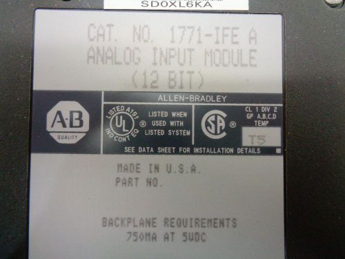 ALLEN BRADLEY 1771-IFE A ANALOG INPUT MODULE (12 BIT)