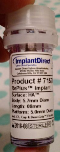 Implant Direct RePlus Implant 5.7x8mm WP 5.0mm Dia Surface: HA