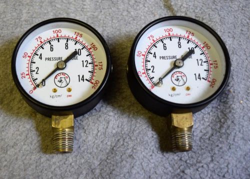 Puma 1-1/2&#034; Air Pressure Gauge 0-200 PSI 0-14 kg/cm square 1/4&#034; Thread x 2