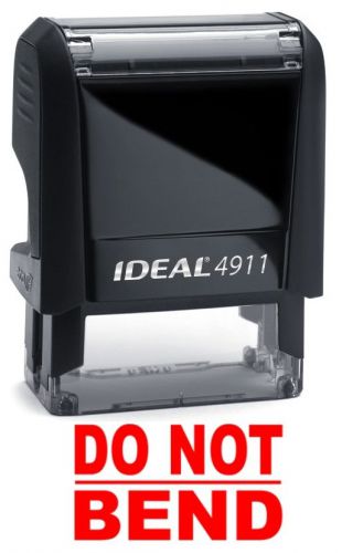 Do not bend text on an ideal 4911 self-inking rubber stamp with red ink for sale