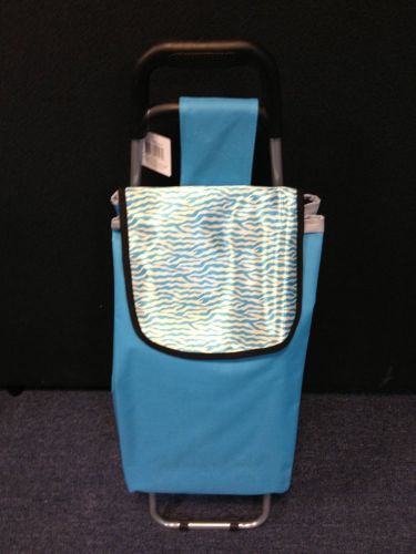 Shopping trolley jeep, collapsible ultra lightweight  Light blue zebra print