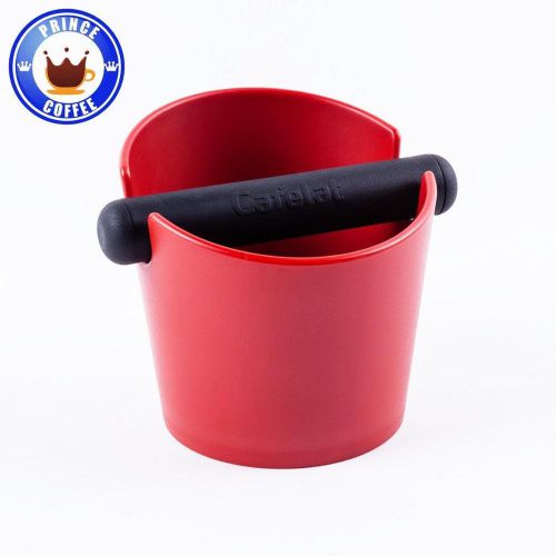 Cafelat Tubbi Knockbox Espresso Grounds Bin Knocking Out (Red-Small)