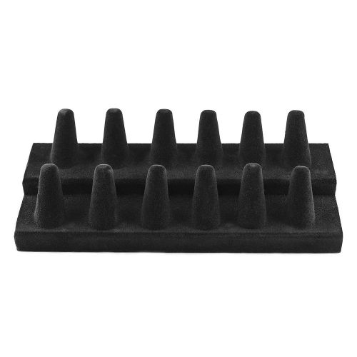 Black Velvet Finger Ring Counter Display Rack 12 Slots for Home Decoration Or...