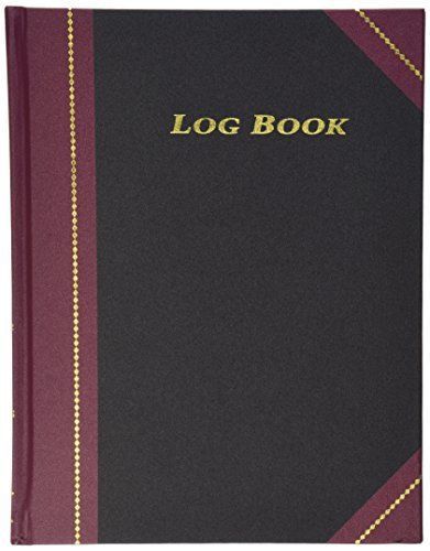 Adams log book, 8.13 x 10.38 inches, black covers with maroon spine, 150 pages for sale