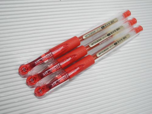 (10 Pens) Uni-Ball Signo DX UM-151 0.5mm extra fine gel ink roller ball pen Red