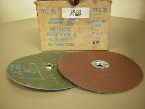 Norton 7&#034; X 7/8&#034; Speed-Lok Disc  50 Grit (24 Pcs.) NOS