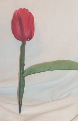 Flower Pen--Red Tulip---Handcrafted--NEW--black ink