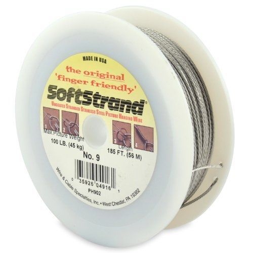 Wire &amp; cable specialties softstrand size 9 - 185-feet picture wire uncoated, for sale