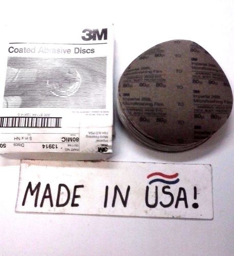 50 - 5&#034; - No Hole 80 Micron (150 Grit) 3M-268L PSA Imperial Sanding Discs