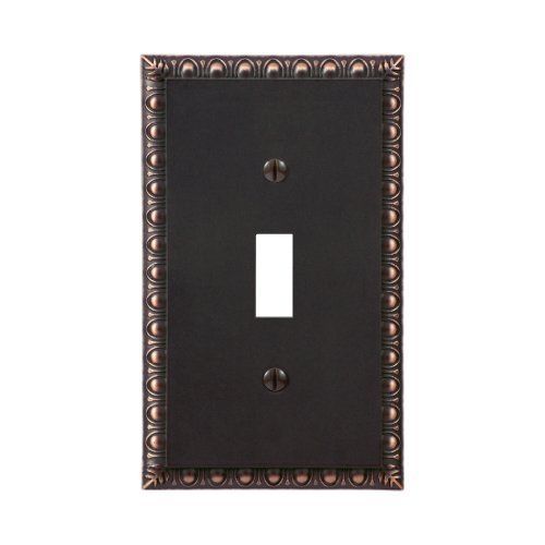 Amertac 90TVB Egg &amp; Dart Aged Bronze Cast Wall Plate, 1 Toggle