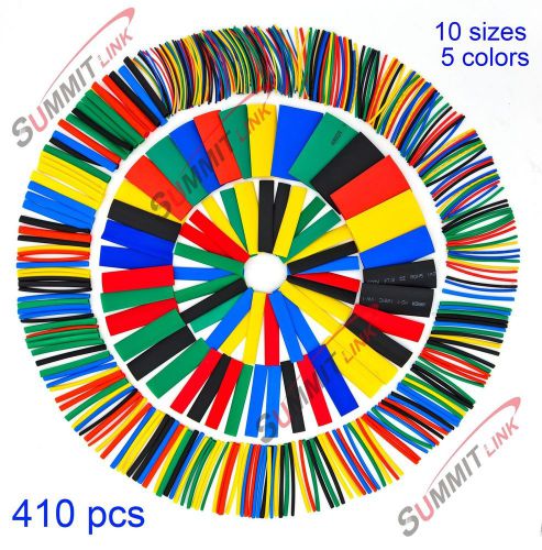 SummitLink 410 Pcs Assorted Heat Shrink Tube 5 Colors 10 Sizes Tubing Wrap Sl...