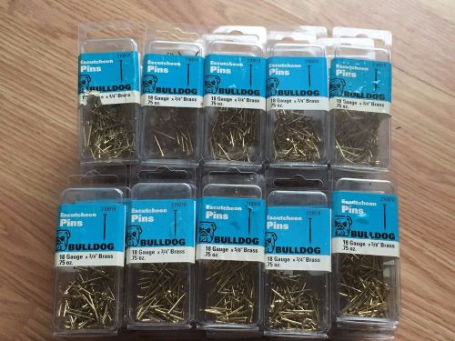 ESCUTCHEON PINS 18 GAUGE X 3/4&#034; BRASS 2/.75 OZ   BULLDOG 210919  LOT OF 50