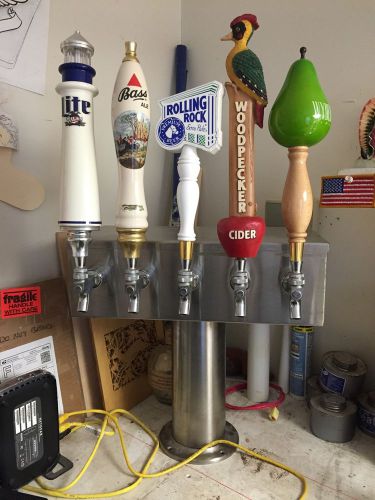 Vintage Beer Tap Faucet Draft 5 Lines Tower Keg Kegerator w/ Handles Miller Lite