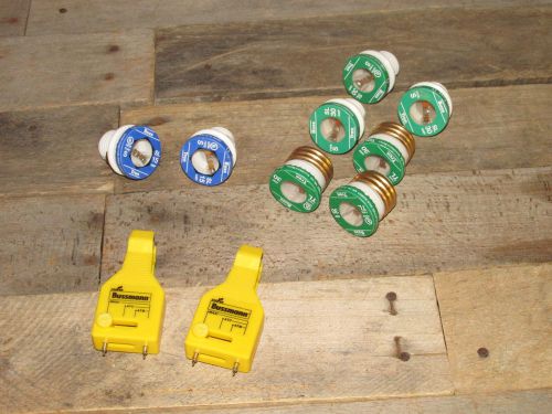 LOT OF 8 BUSS TYPE W 30 AMP FUSES SCREW IN BUSS electric and 2 testers