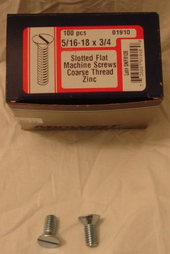 5/16 - 18 X 3/4&#034; Slotted Flat Machine Screws Coarse Thread Zinc