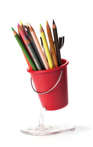 Red Desk Bucket Whole in the Bucket Desk Office School Organizer Peleg Design