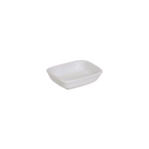 Tuxton BWZ-040B 4 Oz. White Rectangular Sauce Dish - 24 / CS