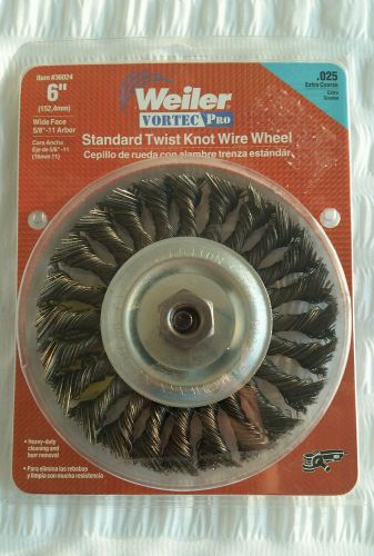 6&#034; Standard Twist Knot WIRE WHEEL 36024 Extra Coarse .025 5/8 - 11 Arbor Wide