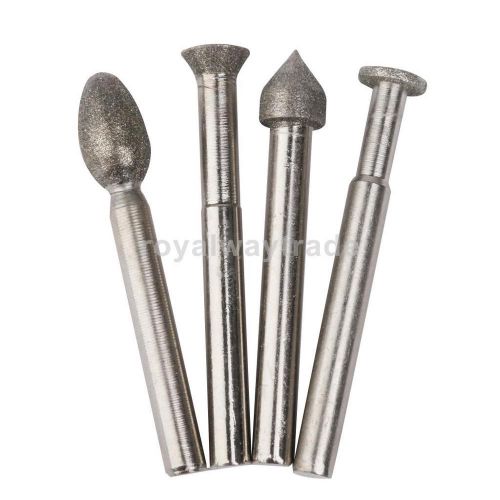 4pcs 6mm Shank Diamond Coated Grinding 10mm Burrs Bits