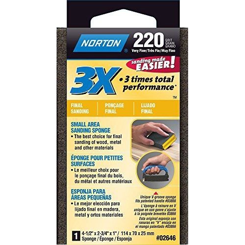 Norton 07660721769 Block Sponge, 220 Grit (Pack of 16)