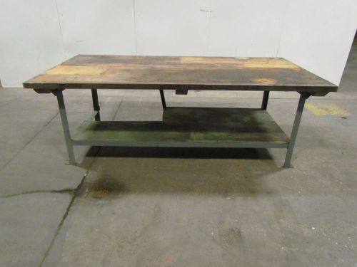 Vintage industrial work bench from ge plant 1-1/2&#034;t wood top 48wx94&#034;l table for sale
