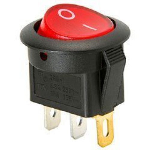 SPST Round Rocker Switch w/Red Illumination