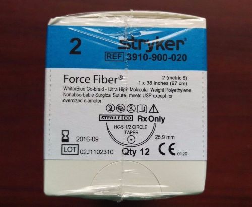 1 Box of 12 STRYKER Force Fiber White/Blue Co-braid #3910-900-020 NEW/SEALED