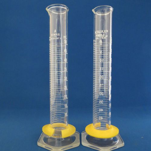 Lot of 2 Kimax Graduated Cylinder Class A 50mL # 20026/ 20028