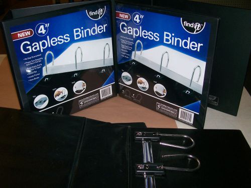 (5) Gapless View Binders, Ring Binder, BLACK, 4&#034; Capacity, 11&#034;x8-1/2&#034;,