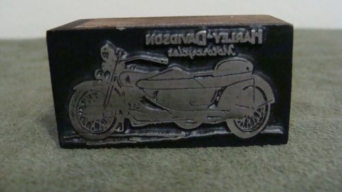 Rare Vintage Harley Davidson Motorcycle Side Car Logo Printing Type Block