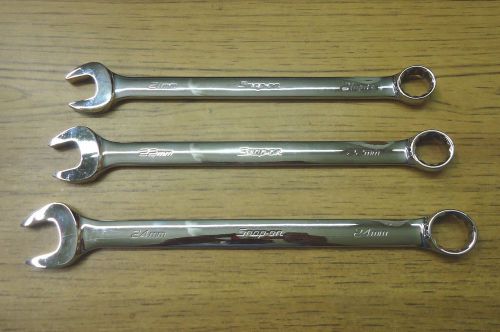 Lot of 3 Snap-On Metric Combination Wrenches 21, 22 &amp; 24mm OEXM210B, 220B &amp; 240B