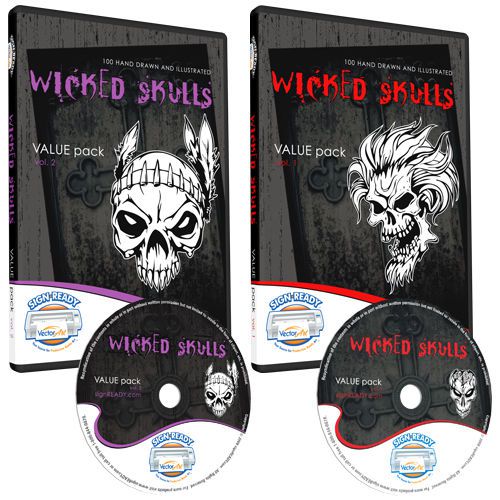 SKULLS CLIPART-VINYL CUTTER PLOTTER CLIP ART IMAGES-VECTOR CLIP ART GRAPHICS CD