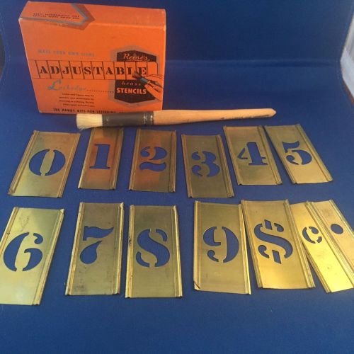 Vintage reese&#039;s 1&#034; adjustable stencil numbers set - complete w/morilla brush for sale