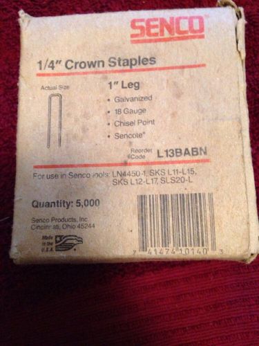 Senco 18 Gauge by 1 4 inch Crown 1 Inch Leg Galvanized Staples 5000 Per Box