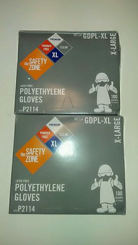 * free shipping * 2 x the safety zone latex free polyethylene gloves box of 100 for sale