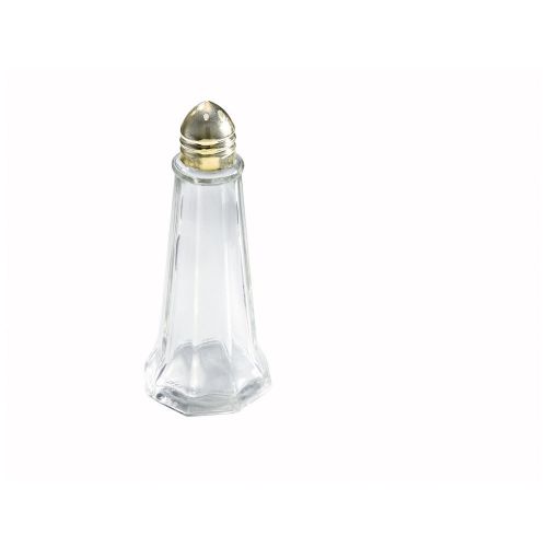 Winco G-111, 1-Ounce Tower Glass Shaker with Brass Top, 1 Dozen