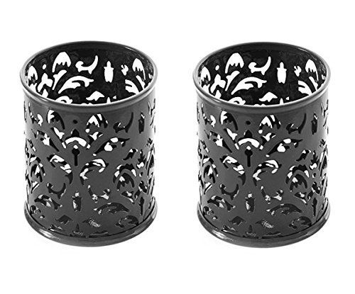 Elife 2 pcs Black Hollow Style Metal Pen Pencil Collection Holder Sorter Desk